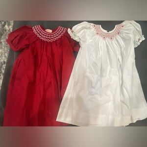 Red and White Smocked Dresses